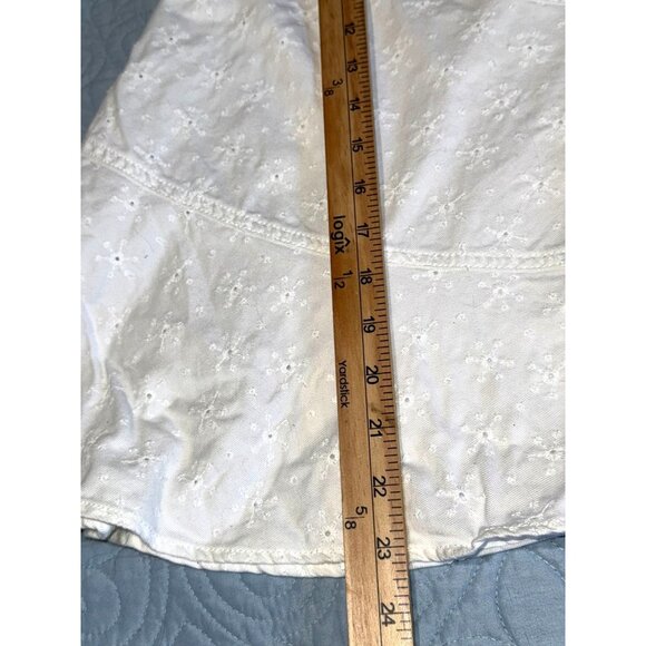 Liz Claiborne Petite 6 White Embroidered Cotton A-Line Skirt With Polyester Lini - Picture 6 of 7